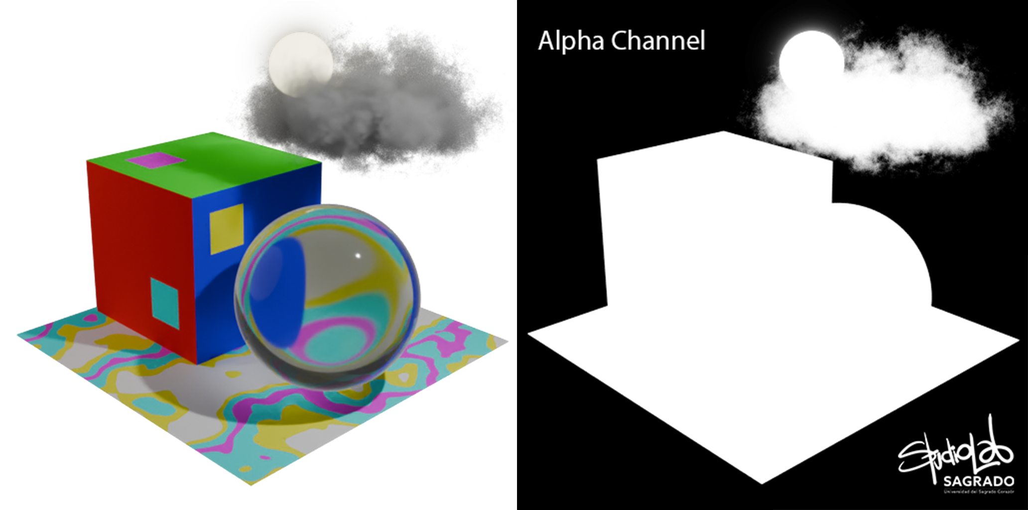 Ejemplo del canal alpha de una imagen.